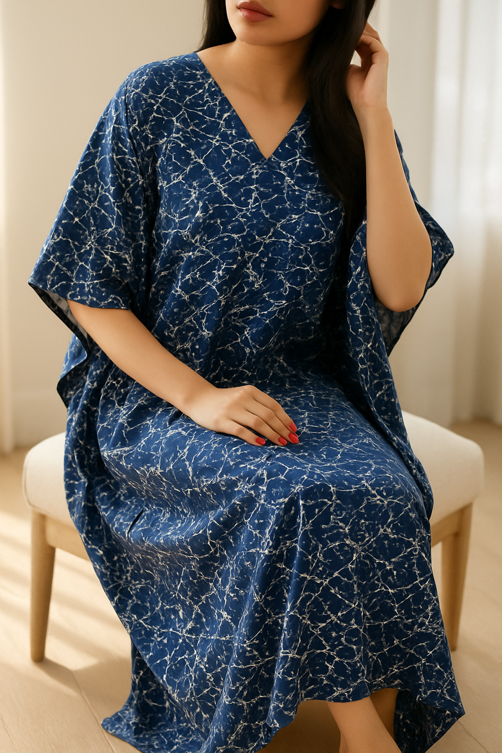 Navy Blue Marble Kaftan