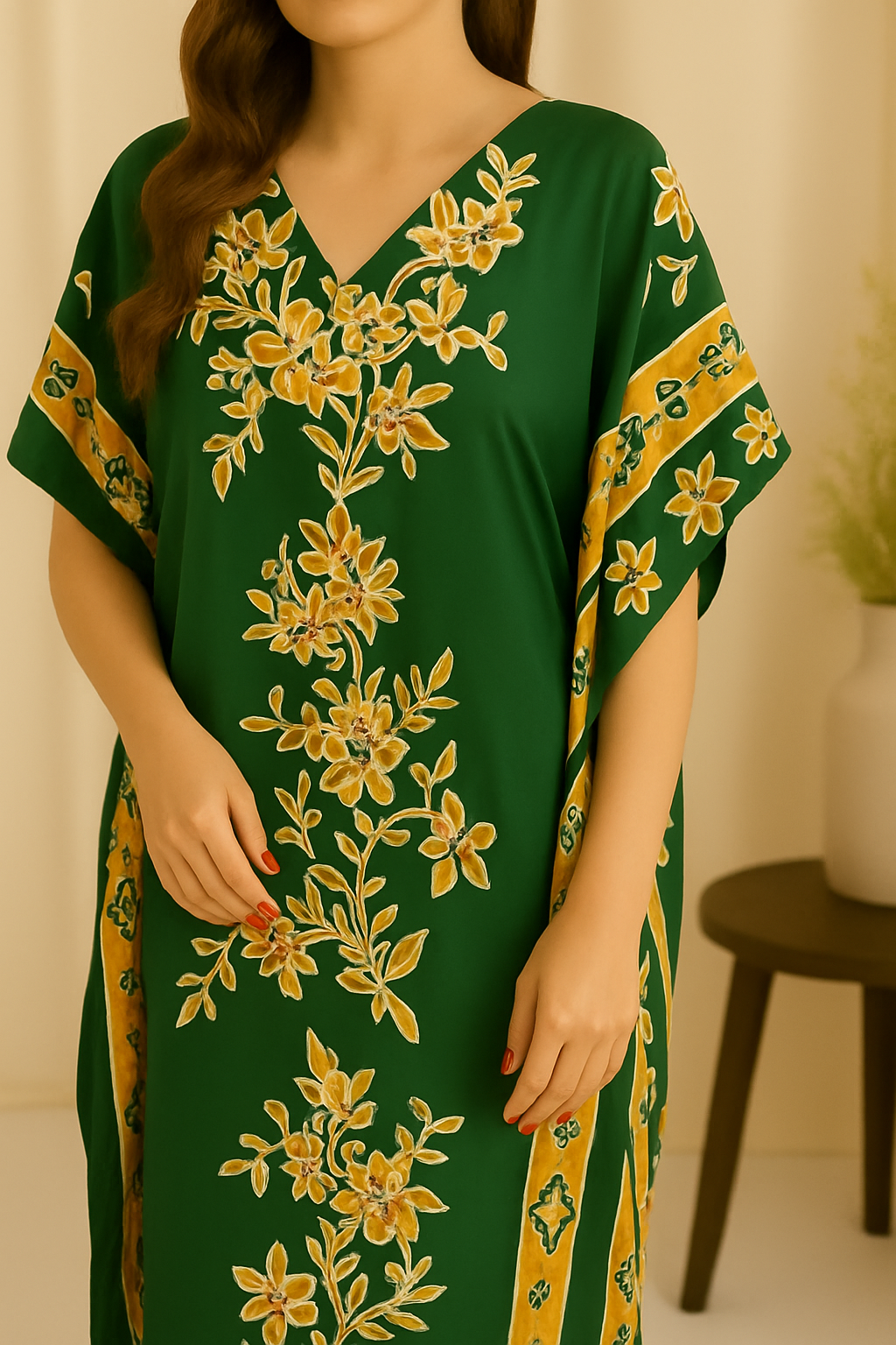Green with Yellow and Gold Embroidery