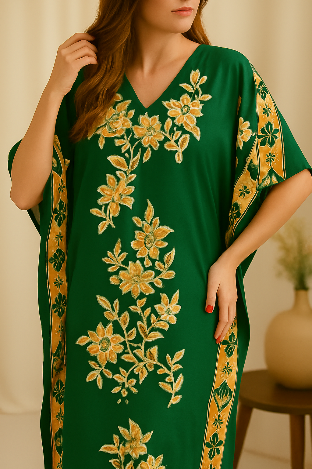 Green with Yellow and Gold Embroidery