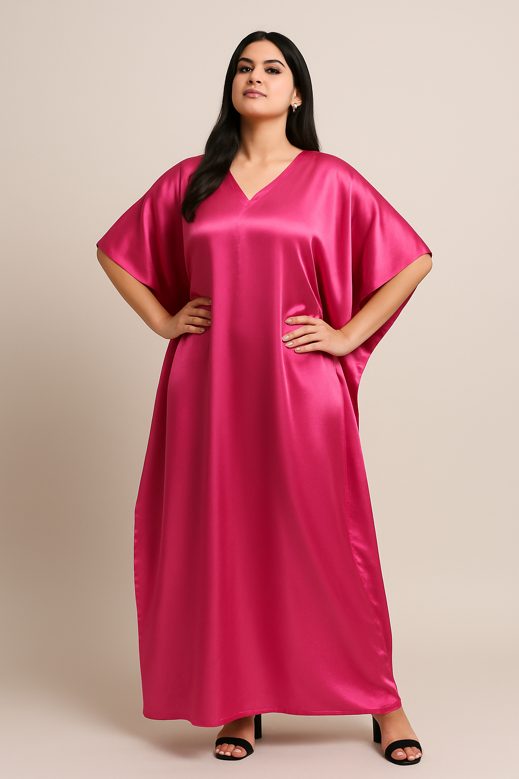Raspberry Pink Silk Kaftan
