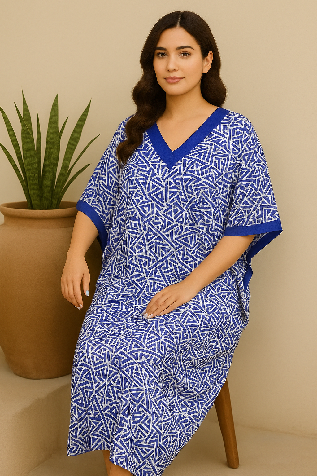 Cool Indigo Maze Kaftan