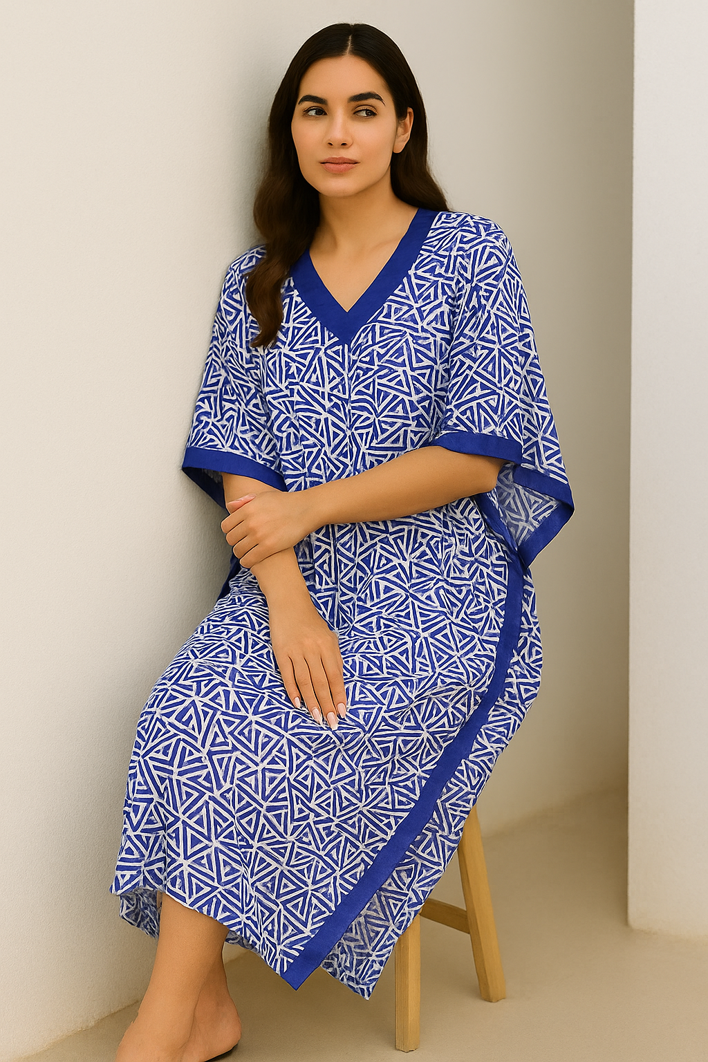 Cool Indigo Maze Kaftan
