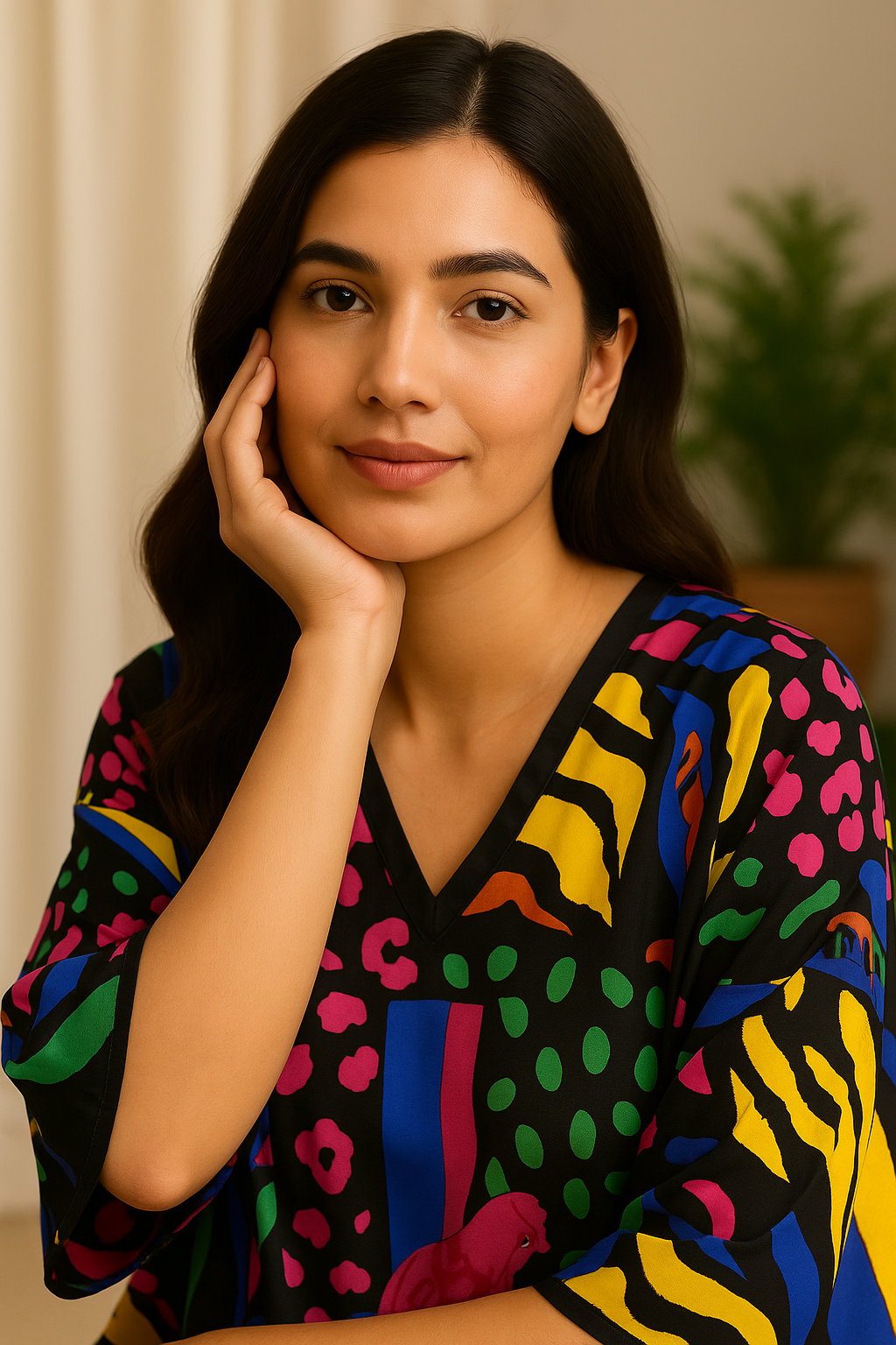 Multicolor Abstract Jungle Kaftan